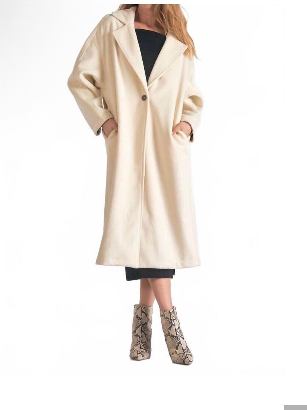 New! Elan Cream Long Oversized Coat